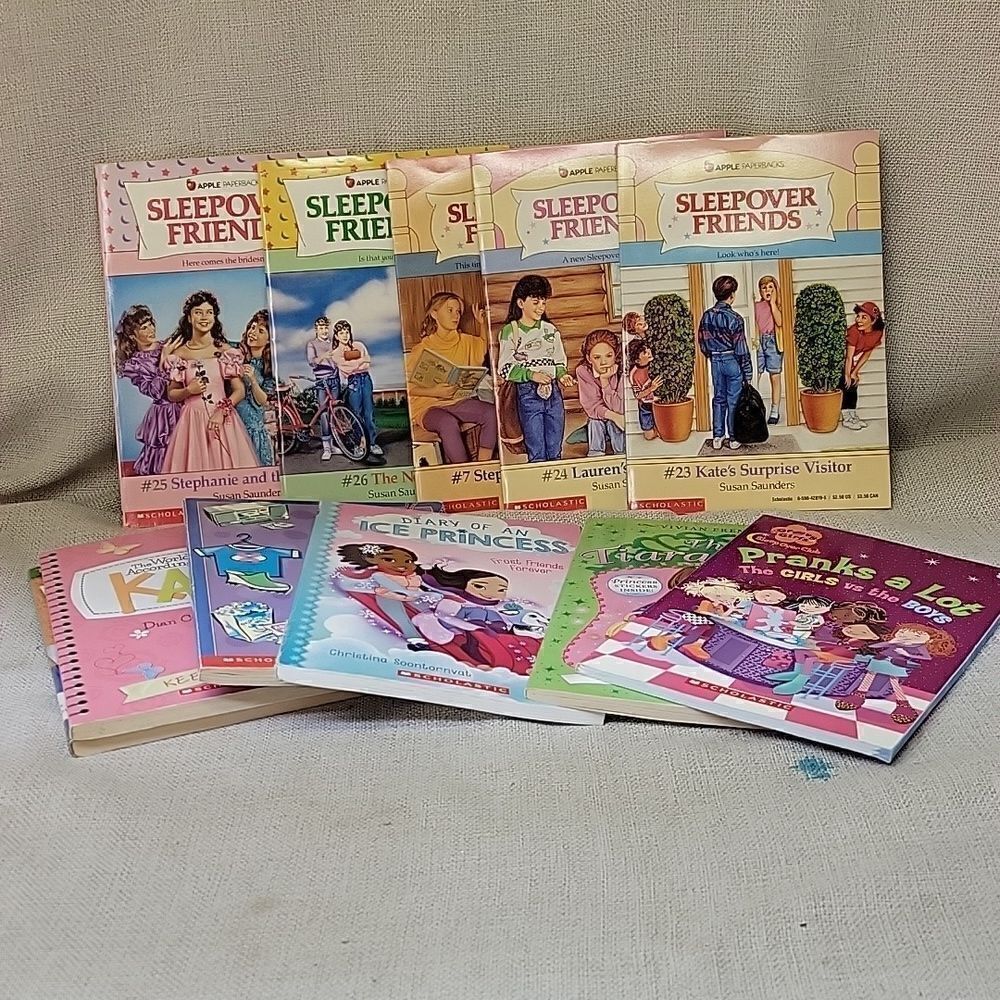 11 paperback‎ books. 5 Sleepover Friends, 6 assorted paperback.